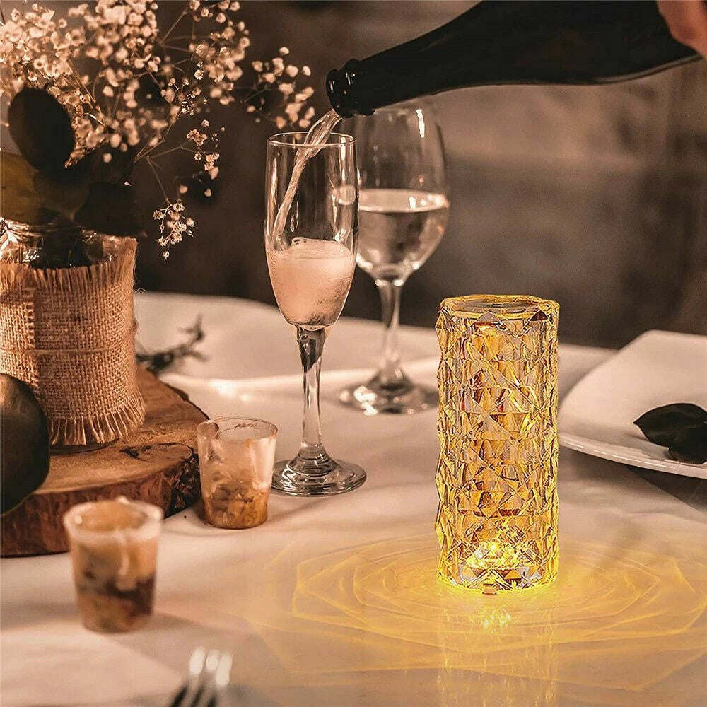 16 Colors Diamond Rose Crystal Touch Lamp Bedside Acrylic Usb Rechargeable Table Lamp – With Remote